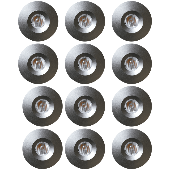 Outdoor Landscape Lighting LED 12V Low Voltage CB15 4x/8x/12x Package 1.5W DC12V Low Voltage Round Recessed Cast Aluminum Cabinet Light Energy Saving Dimmable LED Downlighting 3000K or 5000K Silver 12 Pack