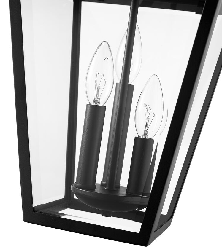 Outdoor Landscape Lighting LED 12V Low Voltage Talbot 579CHB 3 Lights Outdoor Chain Mount Ceiling Hanging Pendant Fixture 10.0" x 10.0" x 18.0" Black Stainless Steel Clear Beveled Glass Line Voltage Candelabra 120V 3 E12 Base Sockets for Garden, Exterior Lighting