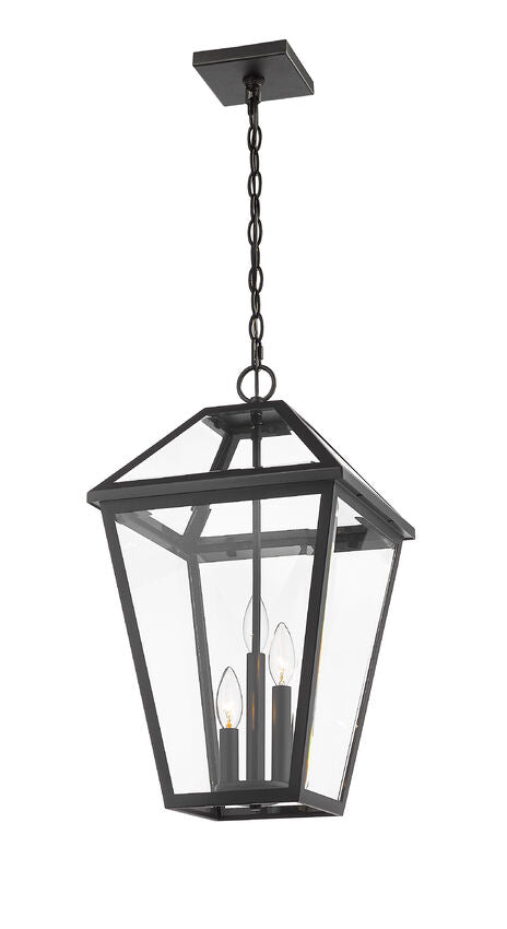 Outdoor Landscape Lighting LED 12V Low Voltage Talbot 579CHXL 3 Lights Outdoor Chain Mount Ceiling Hanging Pendant Fixture 12.25" x 12.25" x 21.5" Black Stainless Steel Clear Beveled Glass Line Voltage Candelabra 120V 3 E12 Base Sockets for Garden, Exterior Lighting