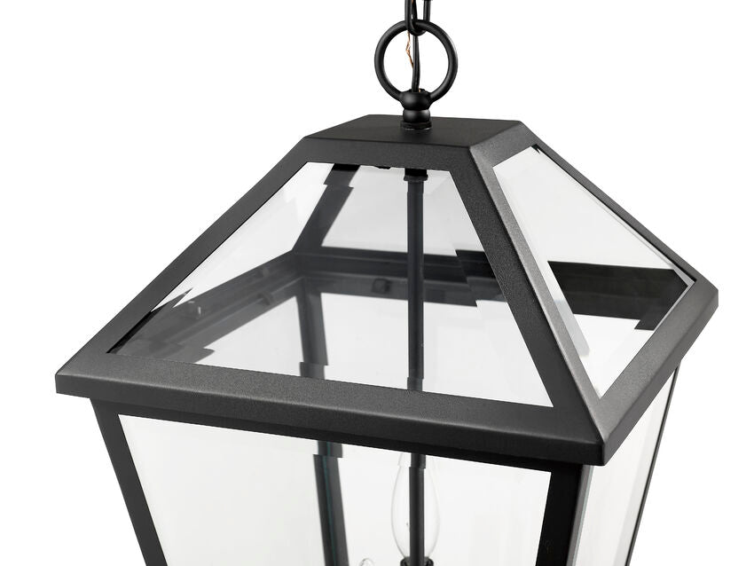 Outdoor Landscape Lighting LED 12V Low Voltage Talbot 579CHXL 3 Lights Outdoor Chain Mount Ceiling Hanging Pendant Fixture 12.25" x 12.25" x 21.5" Black Stainless Steel Clear Beveled Glass Line Voltage Candelabra 120V 3 E12 Base Sockets for Garden, Exterior Lighting