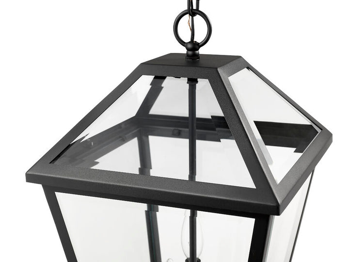 Outdoor Landscape Lighting LED 12V Low Voltage Talbot 579CHXL 3 Lights Outdoor Chain Mount Ceiling Hanging Pendant Fixture 12.25" x 12.25" x 21.5" Black Stainless Steel Clear Beveled Glass Line Voltage Candelabra 120V 3 E12 Base Sockets for Garden, Exterior Lighting