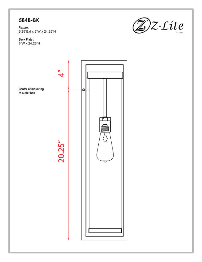Outdoor Landscape Lighting LED 12V Low Voltage Dunbroch 584B Outdoor Wall Sconce 6.25" x 8" x 24.25" Black Aluminum Clear Glass Line Voltage 120V for Porch, Patio, Garage, Garden, Exterior Lighting