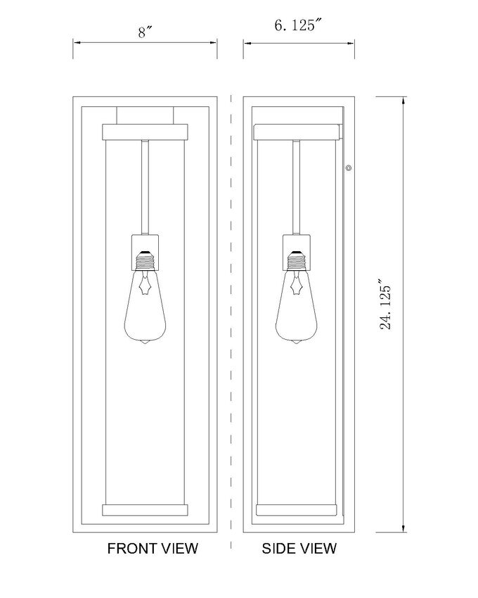 Outdoor Landscape Lighting LED 12V Low Voltage Dunbroch 584B Outdoor Wall Sconce 6.25" x 8" x 24.25" Black Aluminum Clear Glass Line Voltage 120V for Porch, Patio, Garage, Garden, Exterior Lighting