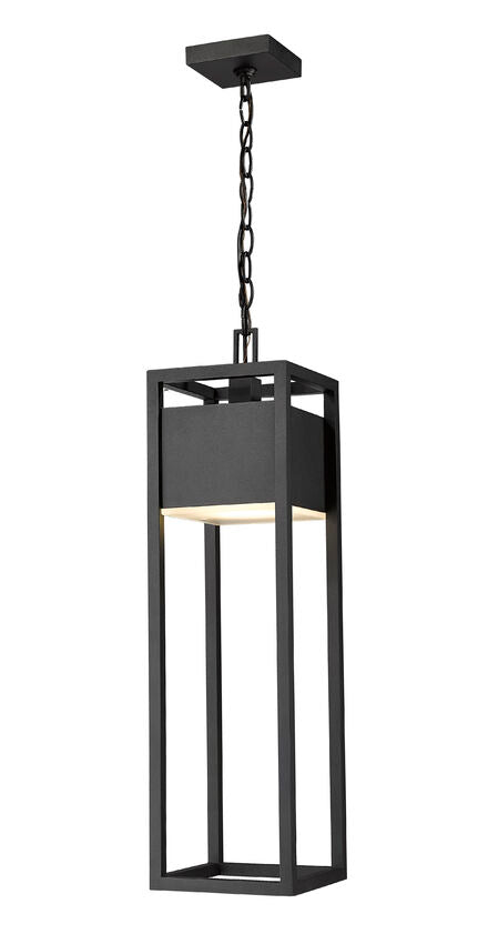 Outdoor Landscape Lighting LED 12V Low Voltage Barwick 585CHB Outdoor Chain Mount Ceiling Hanging Pendant Fixture 7.0" x 7.0" x 26.75" Black Aluminum Etched Glass Dimmable 14W LED-Integrated Line Voltage 120V for Porch, Patio, Garage, Garden, Exterior Lighting