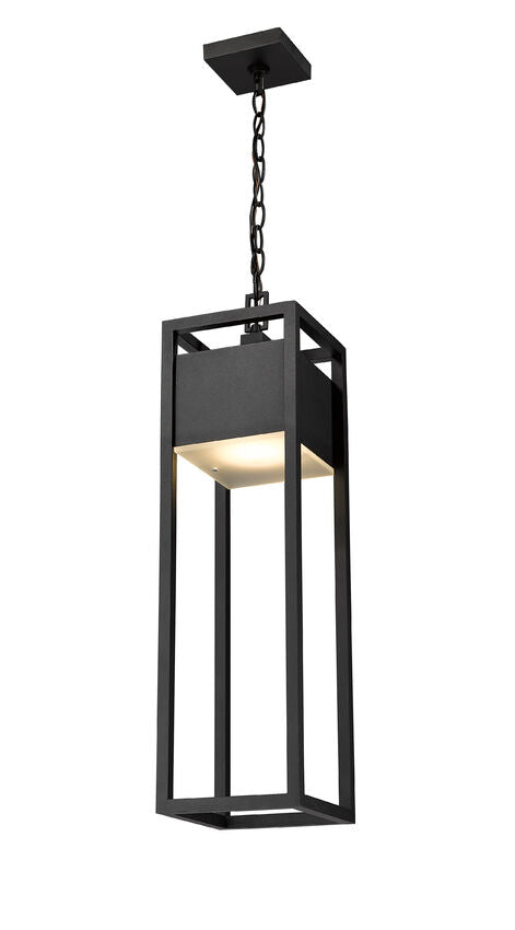 Outdoor Landscape Lighting LED 12V Low Voltage Barwick 585CHB Outdoor Chain Mount Ceiling Hanging Pendant Fixture 7.0" x 7.0" x 26.75" Black Aluminum Etched Glass Dimmable 14W LED-Integrated Line Voltage 120V for Porch, Patio, Garage, Garden, Exterior Lighting