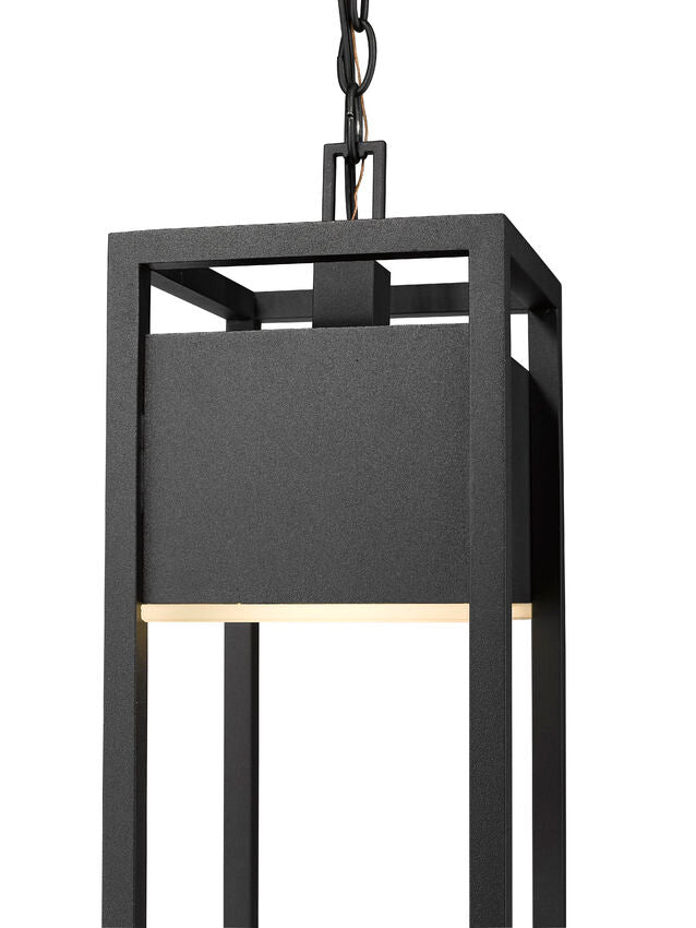 Outdoor Landscape Lighting LED 12V Low Voltage Barwick 585CHB Outdoor Chain Mount Ceiling Hanging Pendant Fixture 7.0" x 7.0" x 26.75" Black Aluminum Etched Glass Dimmable 14W LED-Integrated Line Voltage 120V for Porch, Patio, Garage, Garden, Exterior Lighting