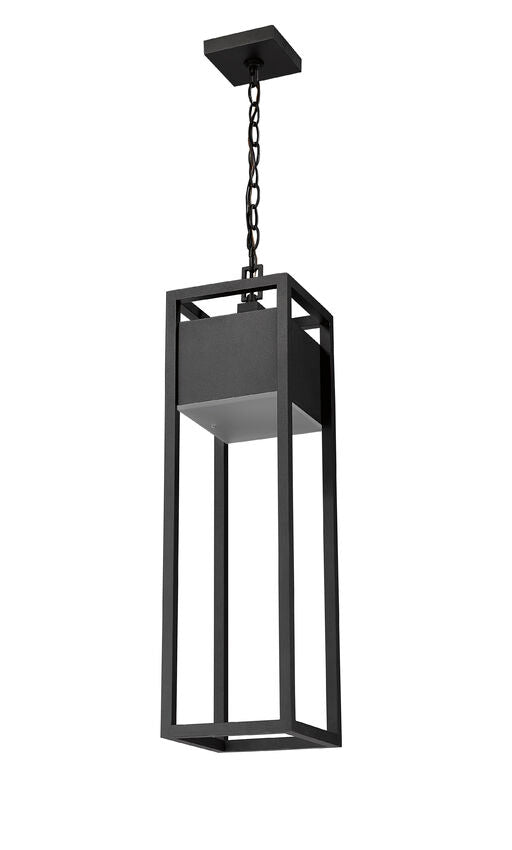 Outdoor Landscape Lighting LED 12V Low Voltage Barwick 585CHB Outdoor Chain Mount Ceiling Hanging Pendant Fixture 7.0" x 7.0" x 26.75" Black Aluminum Etched Glass Dimmable 14W LED-Integrated Line Voltage 120V for Porch, Patio, Garage, Garden, Exterior Lighting