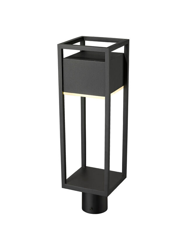Outdoor Landscape Lighting LED 12V Low Voltage Barwick 585PHMR Outdoor Post Mounted Fixture Post Head Lights 6.25" x 6.25" x 21.25" Black Aluminum Etched Glass Dimmable 14W LED-Integrated Line Voltage 120V for Garden, Exterior Lighting