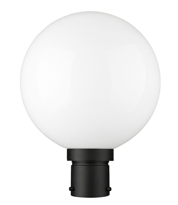 Outdoor Landscape Lighting LED 12V Low Voltage Laurent 597PHB Outdoor Post Mounted Fixture Post Head Lights 12" x 12" x 15.75" Black Aluminum White Opal Glass Line Voltage Medium 120V 1 E26 Base Socket for Garden, Exterior Lighting