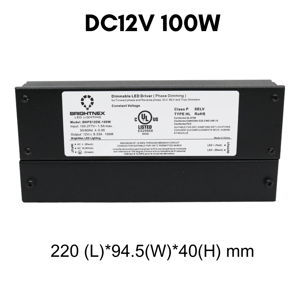 Outdoor Landscape Lighting LED 12V Low Voltage TSDC01 12V/24V DC Low Voltage Dimmable Transformers UL Listed LED Driver Outdoor Rated 12V DC 100W No Pigtail Plug