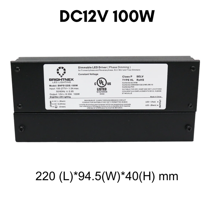 Outdoor Landscape Lighting LED 12V Low Voltage TSDC01 12V/24V DC Low Voltage Dimmable Transformers UL Listed LED Driver Outdoor Rated 12V DC 100W No Pigtail Plug