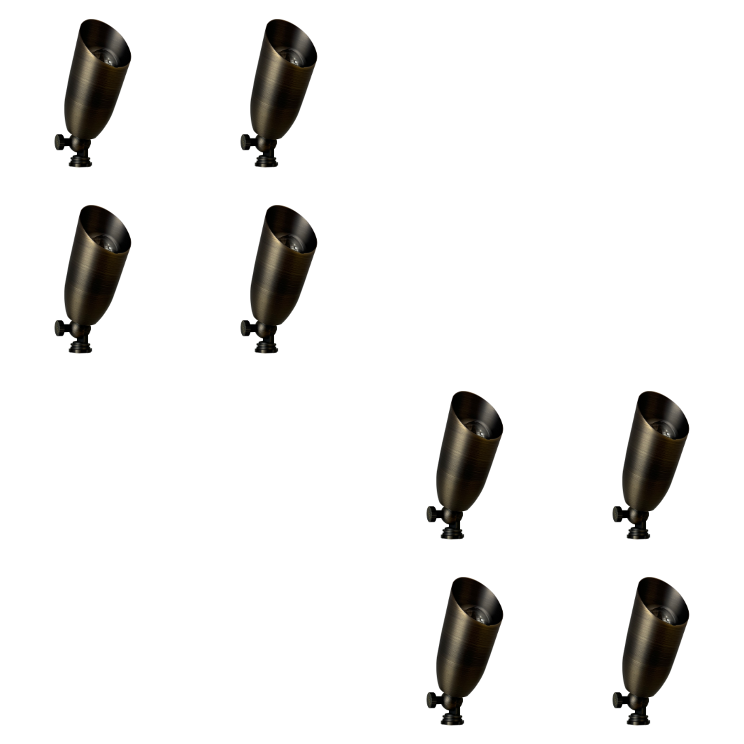 Outdoor Landscape Lighting LED 12V Low Voltage SPB14 4x/8x/12x Package 12V Low Voltage LED Outdoor Landscape Brass Spotlight MR16 5W 3000K Bulb Natural Brass 8 Pack