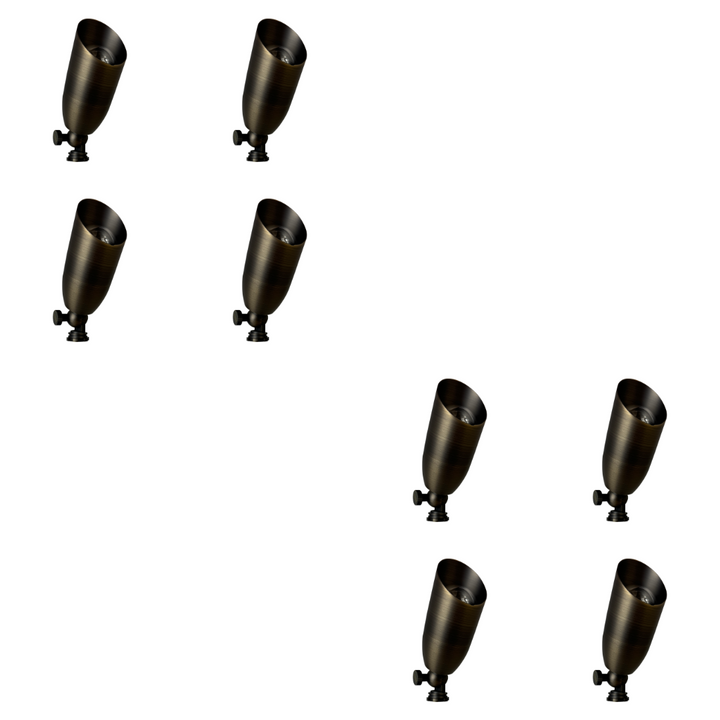Outdoor Landscape Lighting LED 12V Low Voltage SPB14 4x/8x/12x Package 12V Low Voltage LED Outdoor Landscape Brass Spotlight MR16 5W 3000K Bulb Natural Brass 8 Pack