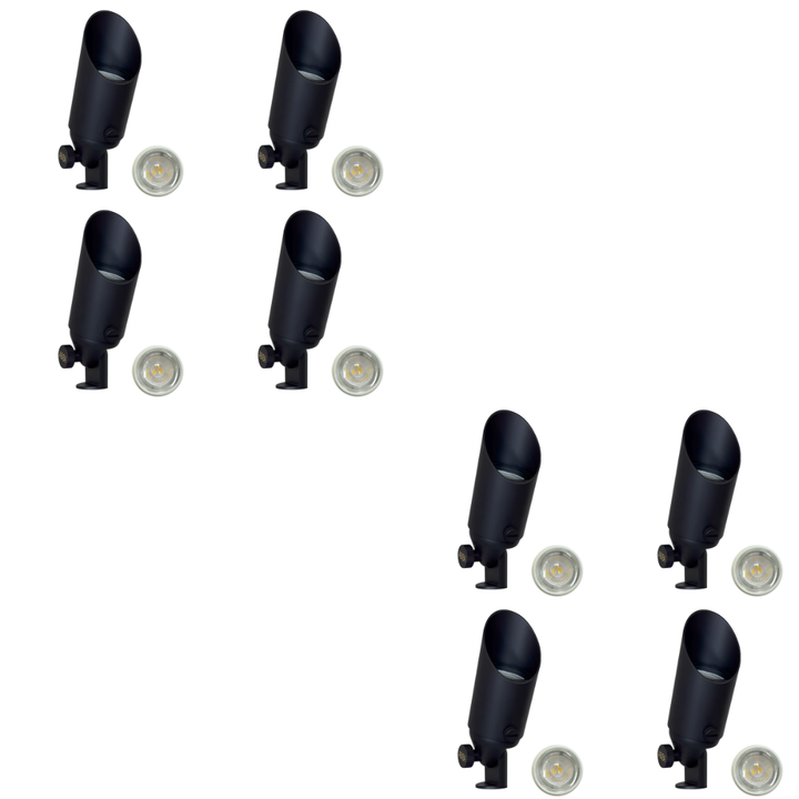 Outdoor Landscape Lighting LED 12V Low Voltage SPB11 4x/8x/12x Package 12V Low Voltage Small Directional Bullet Light Outdoor Landscape Brass Spotlight With MR11 2.5W 3000K Bulb Dark Brass 8 Pack