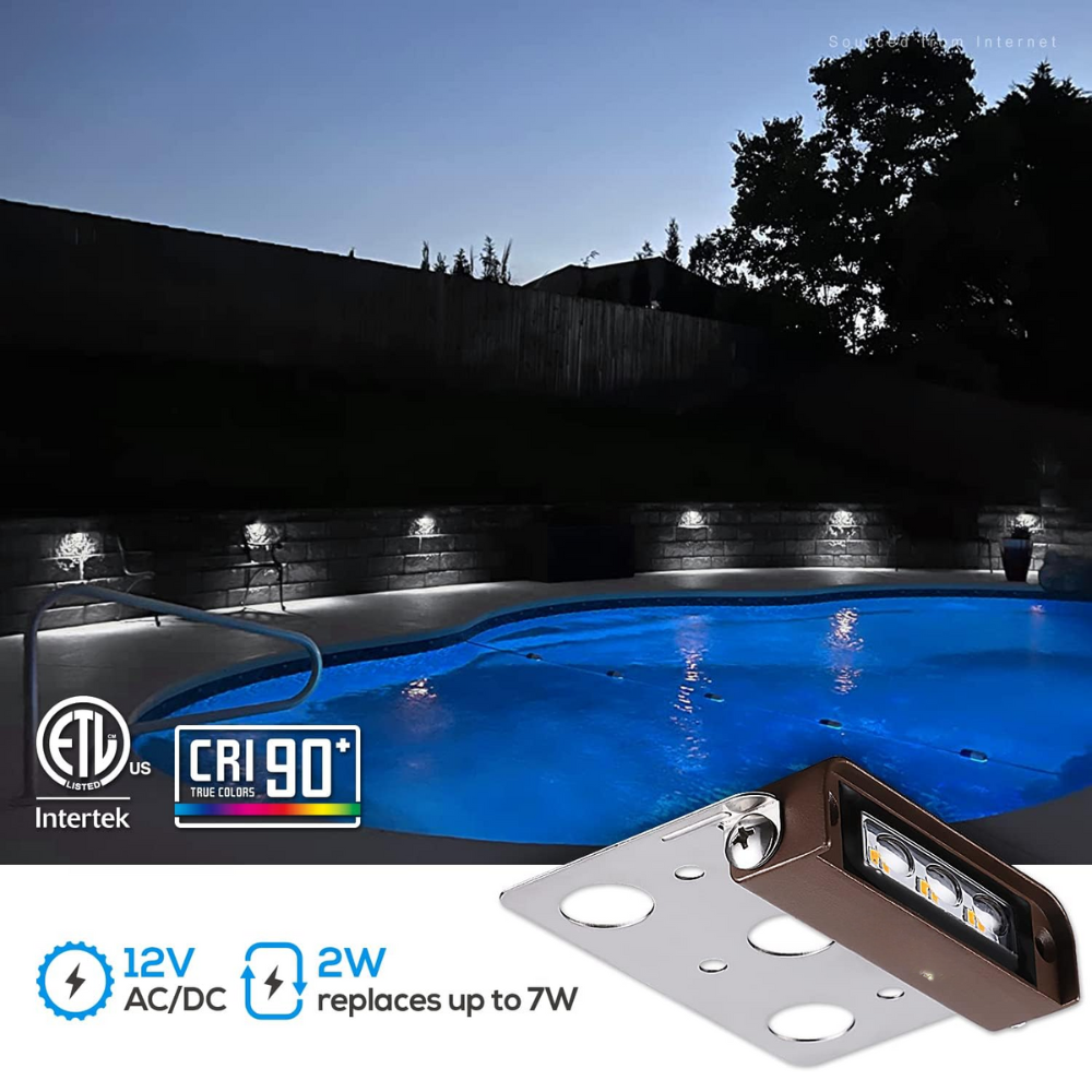 Outdoor Landscape Lighting LED 12V Low Voltage ELA02 8-Pack 4 Inch 2W 2700K/5000K LED Retaining Wall Lights, Hardscape 12V Low Voltage Landscape Lights Package