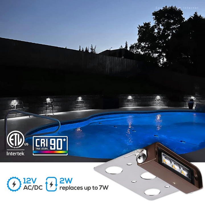 Outdoor Landscape Lighting LED 12V Low Voltage ELA02 8-Pack 4 Inch 2W 2700K/5000K LED Retaining Wall Lights, Hardscape 12V Low Voltage Landscape Lights Package
