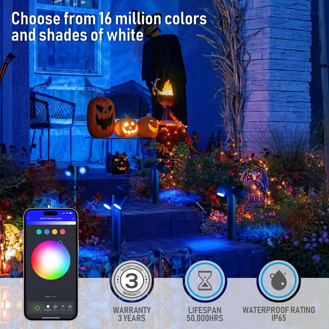 Outdoor Landscape Lighting LED 12V Low Voltage ALPR11 10W RGBCW Bluetooth Smart LED Landscape Pathway Light 2x or 4x Package, 12V-24V AC/DC 400LM