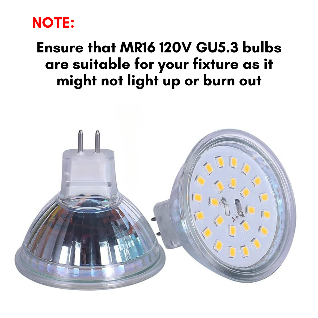 Outdoor Landscape Lighting LED 12V Low Voltage 4-Pack MR16 5W 110V-130V GU5.3 LED Bulbs Dimmable Energy Saving Light 120 Degree Beam Angle 120V Line Voltage