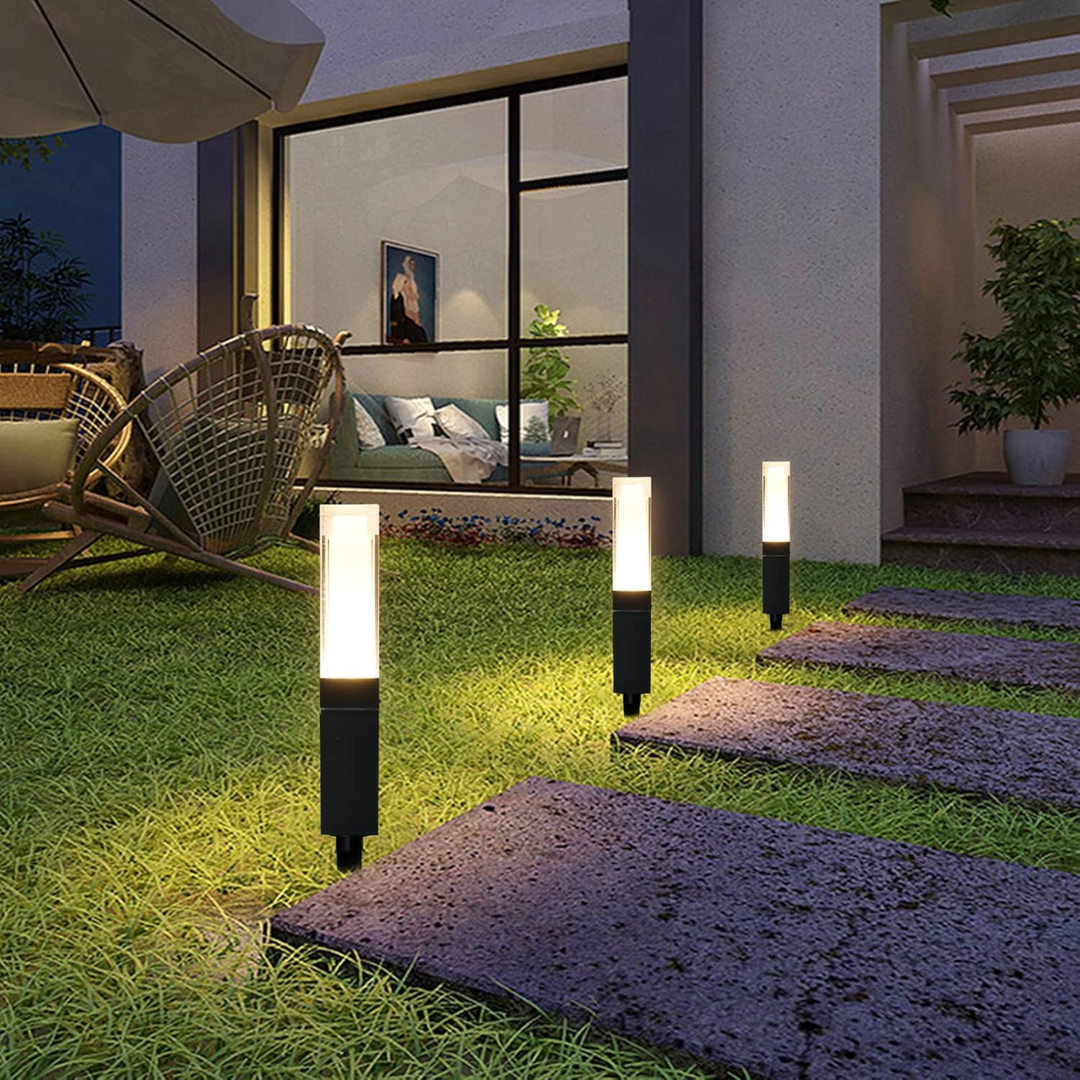 Outdoor Landscape Lighting LED 12V Low Voltage ALPL01 4-Pack 7W LED Line Voltage Bollard Landscape Light | High Voltage Path Light Waterproof