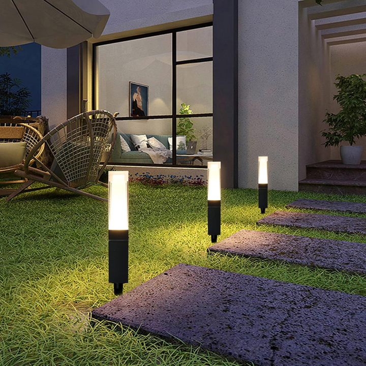 Outdoor Landscape Lighting LED 12V Low Voltage ALPL01 4-Pack 7W LED Line Voltage Bollard Landscape Light | High Voltage Path Light Waterproof