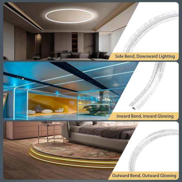 Outdoor Landscape Lighting LED 12V Low Voltage AC05 U-Shaped Drywall Trimless Recessed Flexible Track Aluminum Channel 6.6FT/2M a For Max 12mm LED Strip Lights Pack of 6 and 10