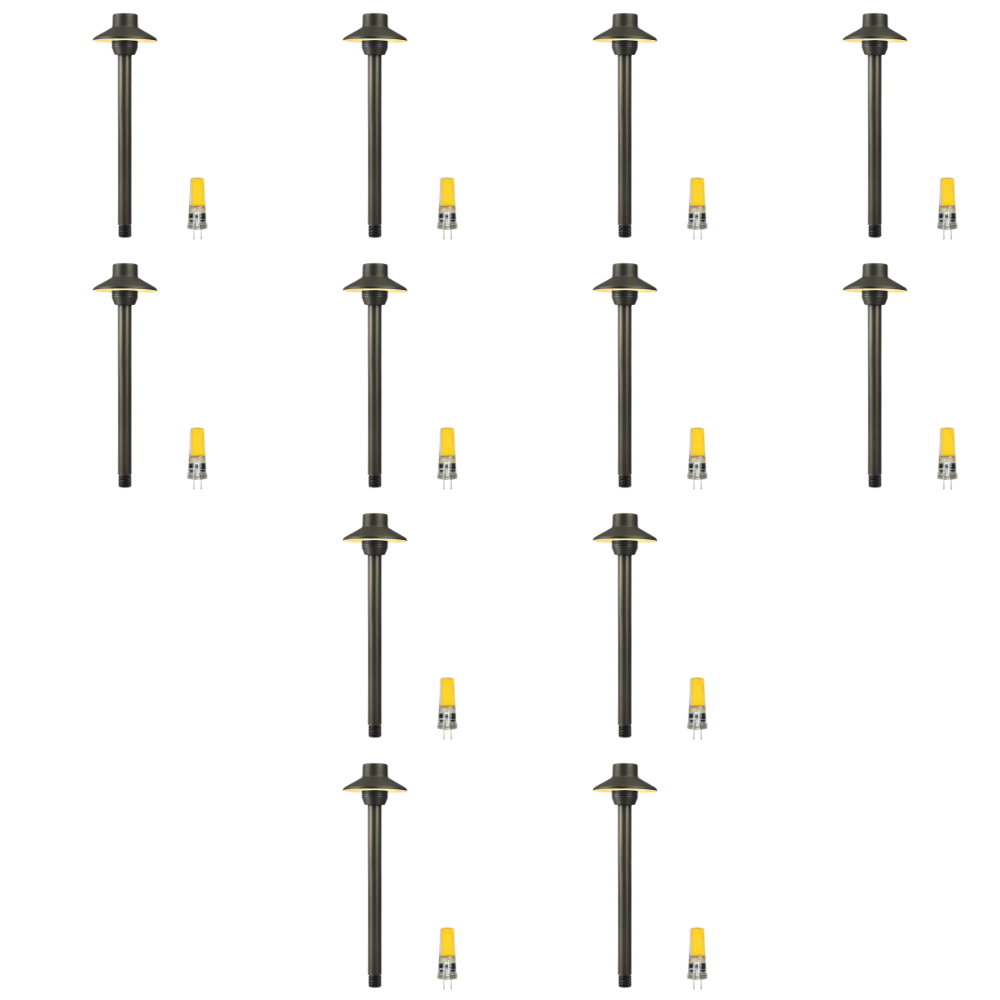 Outdoor Landscape Lighting LED 12V Low Voltage PLB30 4x/8x/12x Package Outdoor Garden Mushroom Pathway Light | 12V Low Voltage Brass Path Light with G4 3W 3000K Bulb Black Brass 12 Pack