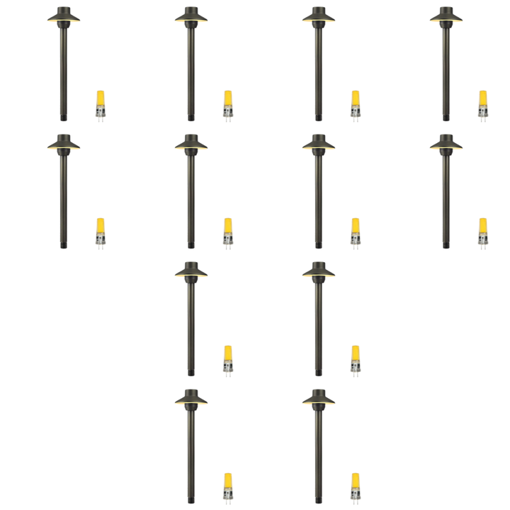 Outdoor Landscape Lighting LED 12V Low Voltage PLB30 4x/8x/12x Package Outdoor Garden Mushroom Pathway Light | 12V Low Voltage Brass Path Light with G4 3W 3000K Bulb Black Brass 12 Pack