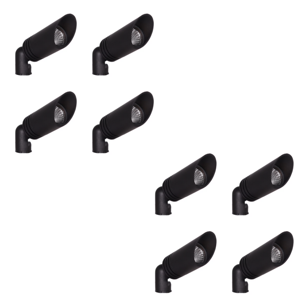 Outdoor Landscape Lighting LED 12V Low Voltage KL109 4x/8x/12x Package 3W 2700K Warm White Integrated LED 12V AC/DC Aluminum Low Voltage Landscape Lighting Spotlight Black 8 Pack