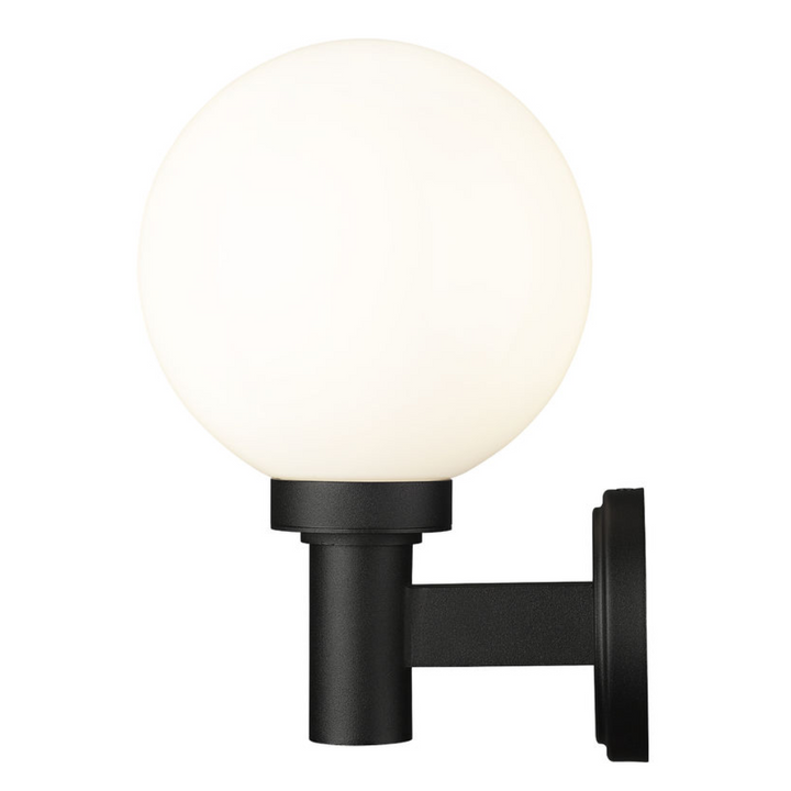 Outdoor Landscape Lighting LED 12V Low Voltage Laurent Outdoor Wall Sconce Light 1 E26 Medium Base Light Bulb Socket Outdoor Marine Grade Aluminum and Glass 9" x 8" x 12.5" Black with White Opal Finish 120V for Garden, Interior, Exterior, Garage and Patio 597M-BK