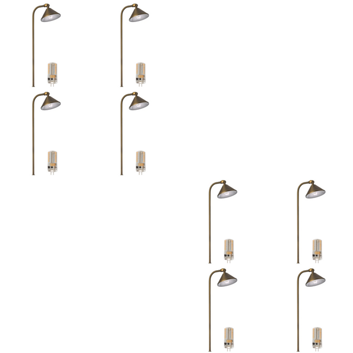 Outdoor Landscape Lighting LED 12V Low Voltage BPLP07 Tulay Bell Brass Path Light 4x/8x/12x G4 2W Dimmable 2700K Package Low Voltage Landscape Lighting 8 Pack Antique Brass