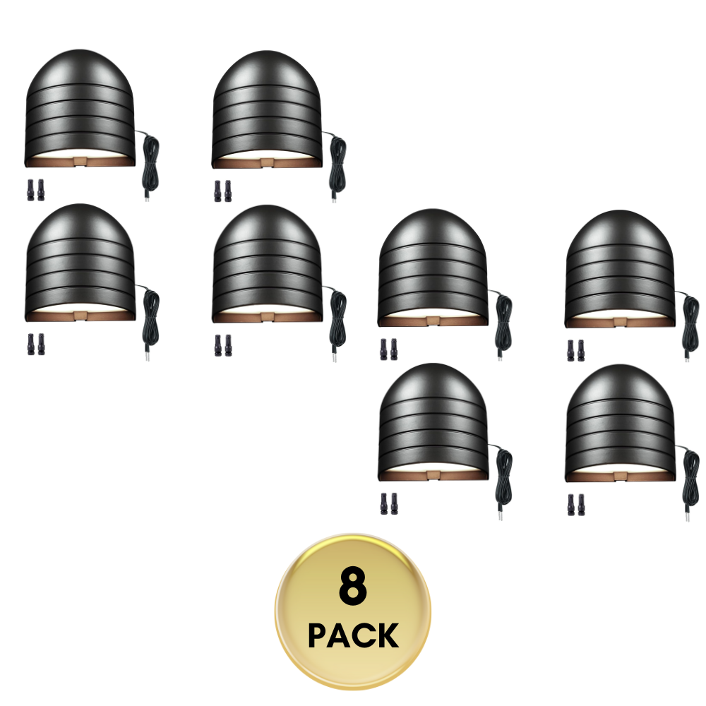 Outdoor Landscape Lighting LED 12V Low Voltage DLA08 5W 250LM Low Voltage 12V-24V 5CCT 2700K/3000K/3500K/4000K/5000K Integrated LED Outdoor Fence Deck Down Light Package, Step Patio Landscape Lights 8 Pack Black