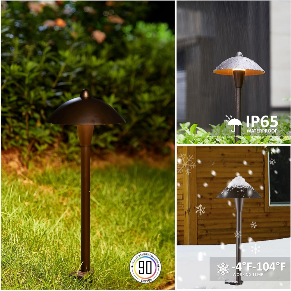 Outdoor Landscape Lighting LED 12V Low Voltage ALPCC10 6-Pack 5W Selectable 5CCT 2200K/2700K/3000K/4000K/5000K LED Landscape Bronze Pathway Light Package, 12V-24V AC/DC Low Voltage Path Lights