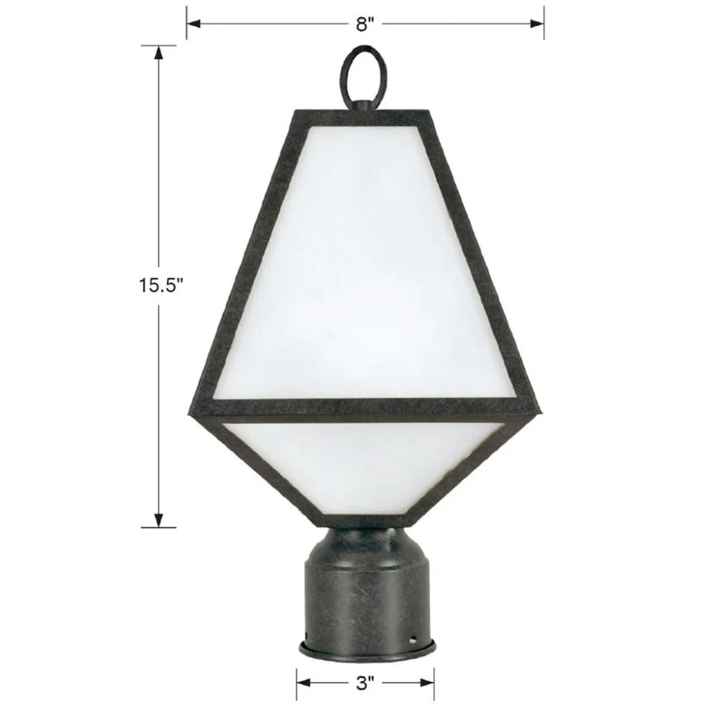 Outdoor Landscape Lighting LED 12V Low Voltage Brian Patrick Flynn Glacier 1 Light Outdoor Post Light 8"x15.5" Stainless Steel and Glass Charcoal Black Finish 120V 1 E26 Medium Base LED Bulb Socket Casual Farmhouse Lantern for Patio, Garden, Exterior Posts