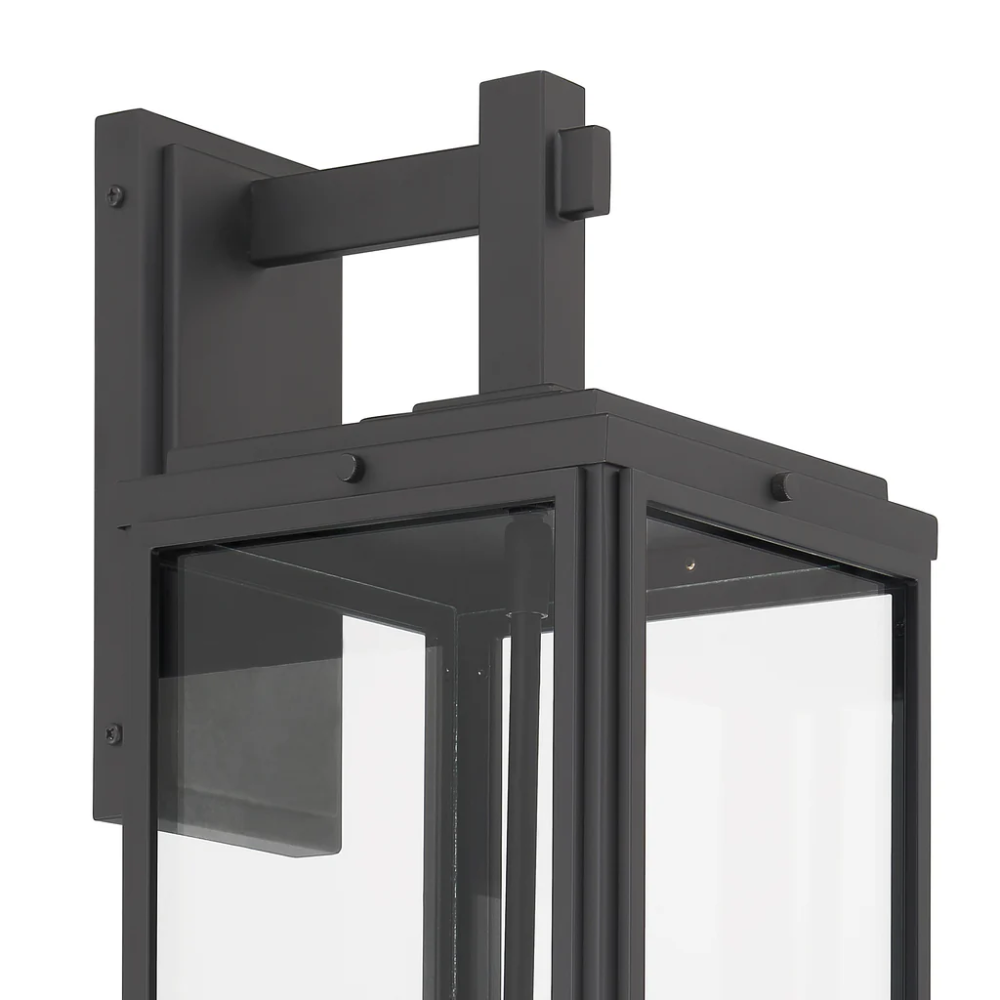 Outdoor Landscape Lighting LED 12V Low Voltage Byron 3 Light Outdoor Sconce 7.5"x19.75" Stainless Steel and Clear Glass Matte Black Finish 120V 3 E12 Candelabra Base LED Bulb Socket for Patio, Garden, Exterior Walls