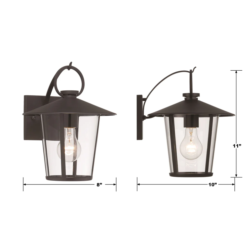 Outdoor Landscape Lighting LED 12V Low Voltage Andover 1 Light Outdoor Sconce 9"x11" Stainless Steel and Clear Glass Black Matte Finish 120V 1 E26 Medium Base LED Bulb Socket for Patio, Garden, Exterior Walls