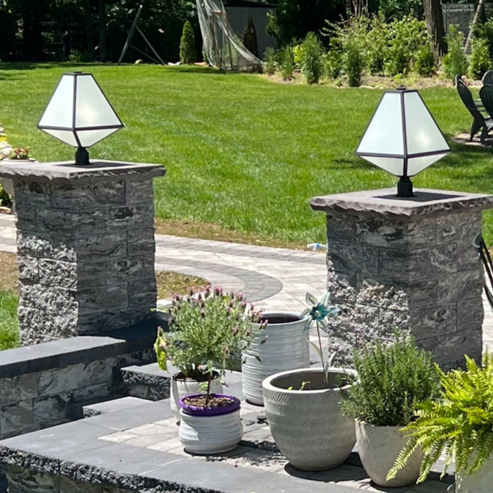 Outdoor Landscape Lighting LED 12V Low Voltage Brian Patrick Flynn Glacier 3 Light Outdoor Post Light 14"x21" Stainless Steel and Glass Charcoal Black Finish 120V 3 E26 Medium Base LED Bulb Sockets Casual Farmhouse Lantern for Patio, Garden, Exterior Posts