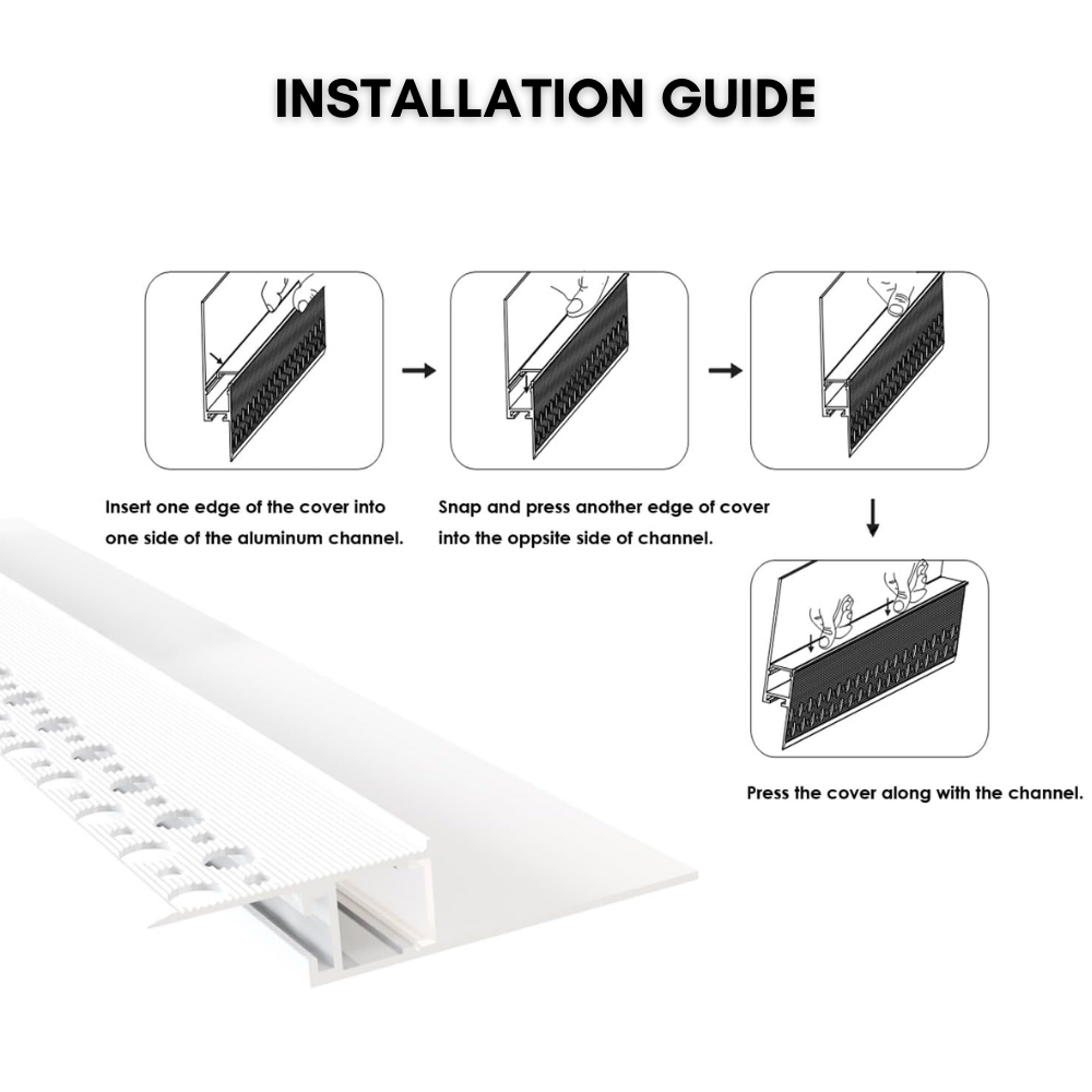 Outdoor Landscape Lighting LED 12V Low Voltage AC19 Trimless Recessed Baseboard Drywall Plaster Mud-In Z-Type Aluminum Channel with 6.6FT/2M For Max Inner 12.7mm Width LED Strip Lights Pack of 4