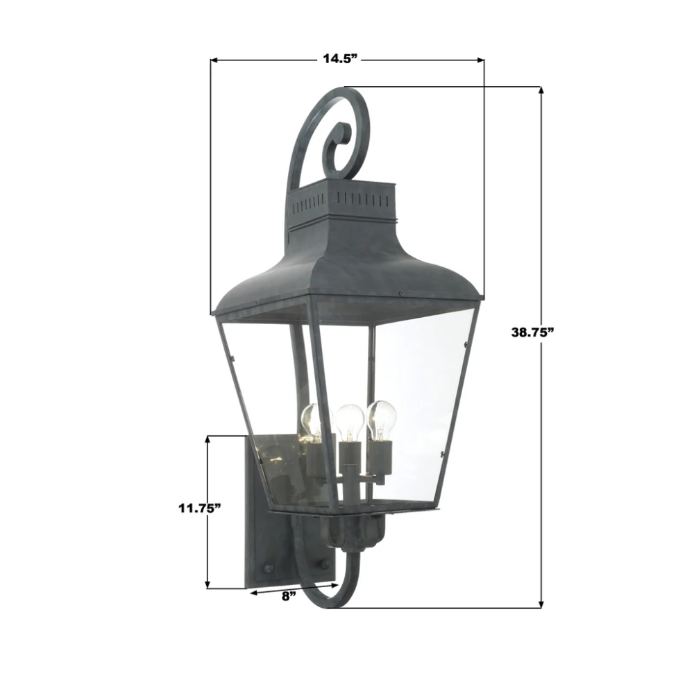 Outdoor Landscape Lighting LED 12V Low Voltage Dumont 4 Light Outdoor Sconce 14.5"x38.75" Stainless Steel and Clear Glass Graphite Metal Finish 120V 4 E26 Medium Base LED Bulb Socket for Patio, Garden, Exterior Walls