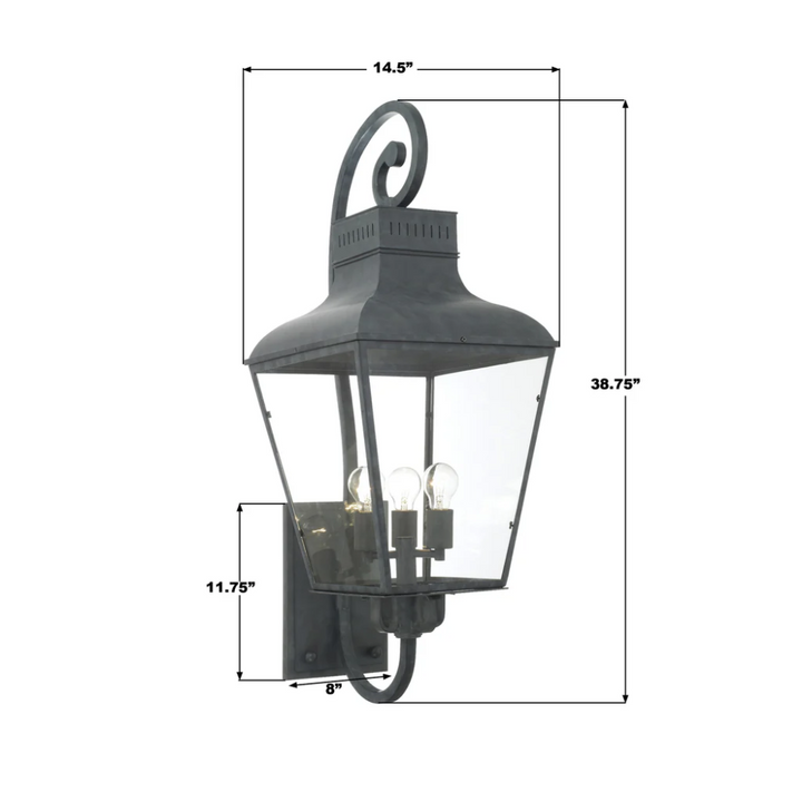 Outdoor Landscape Lighting LED 12V Low Voltage Dumont 4 Light Outdoor Sconce 14.5"x38.75" Stainless Steel and Clear Glass Graphite Metal Finish 120V 4 E26 Medium Base LED Bulb Socket for Patio, Garden, Exterior Walls