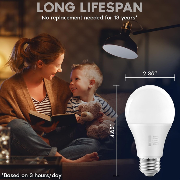 Outdoor Landscape Lighting LED 12V Low Voltage E26 A19 11W 120V Line Voltage 5CCT 2700K/3000K/3500K/4000K/5000K Bulbs Package Dimmable CRI90 Energy Saving High Voltage Medium Base Light Bulb