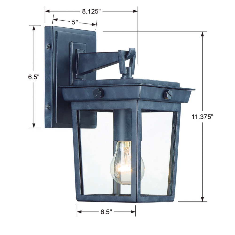 Outdoor Landscape Lighting LED 12V Low Voltage Belmont 1 Light Outdoor Sconce 6.5"x11" Stainless Steel and Clear Glass Graphite Metal Finish 120V 1 E26 Medium Base LED Bulb Socket for Patio, Garden, Exterior Walls