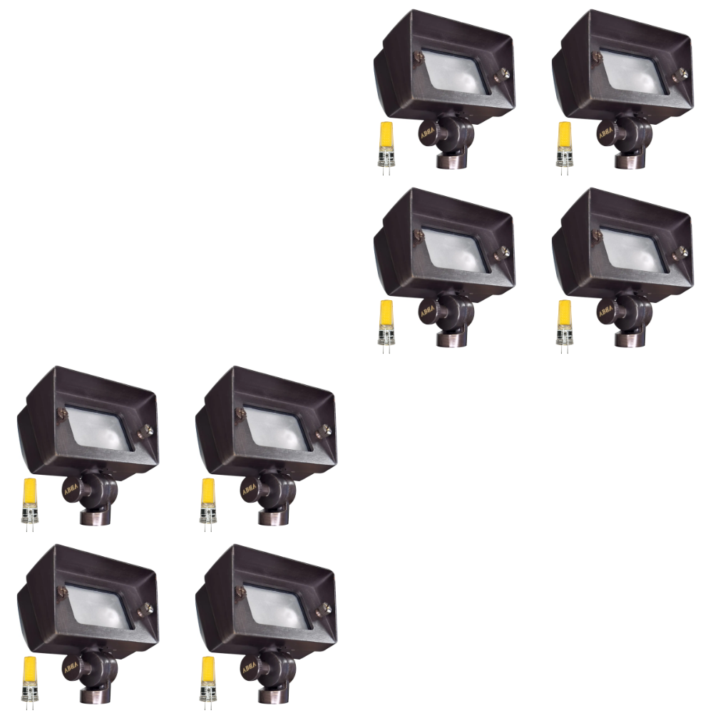 Outdoor Landscape Lighting LED 12V Low Voltage FPB01 4x/8x/12x Package Brass Rectangular LED Directional Floodlight Adjustable Lighting with G4 3W 3000K Bulb 8 Pack Dark Brass