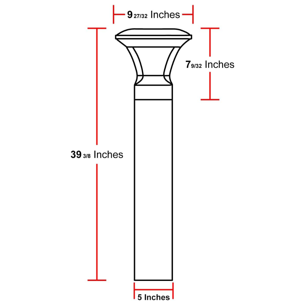 Outdoor Landscape Lighting LED 12V Low Voltage BPLA07 39" 120V Tunable 10W/18W/25W 3000K/4000K/5000K 3CCT Black Aluminum Round-Top Bollard Light Line Voltage Commercial Bollard Path Light Outdoor Lighting