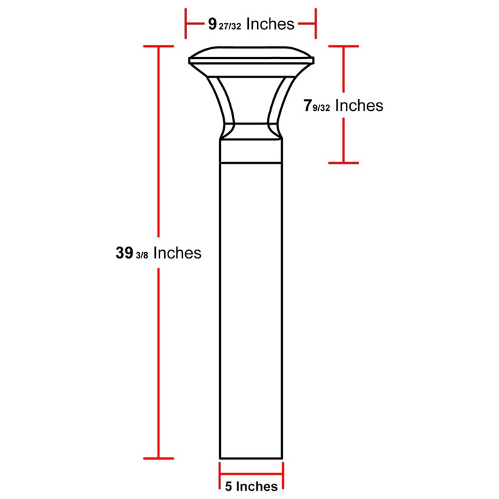 Outdoor Landscape Lighting LED 12V Low Voltage BPLA07 39" 120V Tunable 10W/18W/25W 3000K/4000K/5000K 3CCT Black Aluminum Round-Top Bollard Light Line Voltage Commercial Bollard Path Light Outdoor Lighting