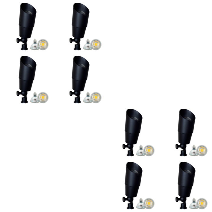 Outdoor Landscape Lighting LED 12V Low Voltage SPB01 4x/8x/12x Package 12V Low Voltage Directional Brass Spotlight Outdoor Landscape Lighting with MR16 5W 3000K Bulb Black Brass 8 Pack