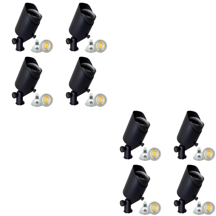 Outdoor Landscape Lighting LED 12V Low Voltage SPB05 4x/8x/12x Package LED Landscape Low Voltage Spotlight Adjustable Outdoor Lighting with MR16 5W 3000K Bulb Dark Brass 8 Pack