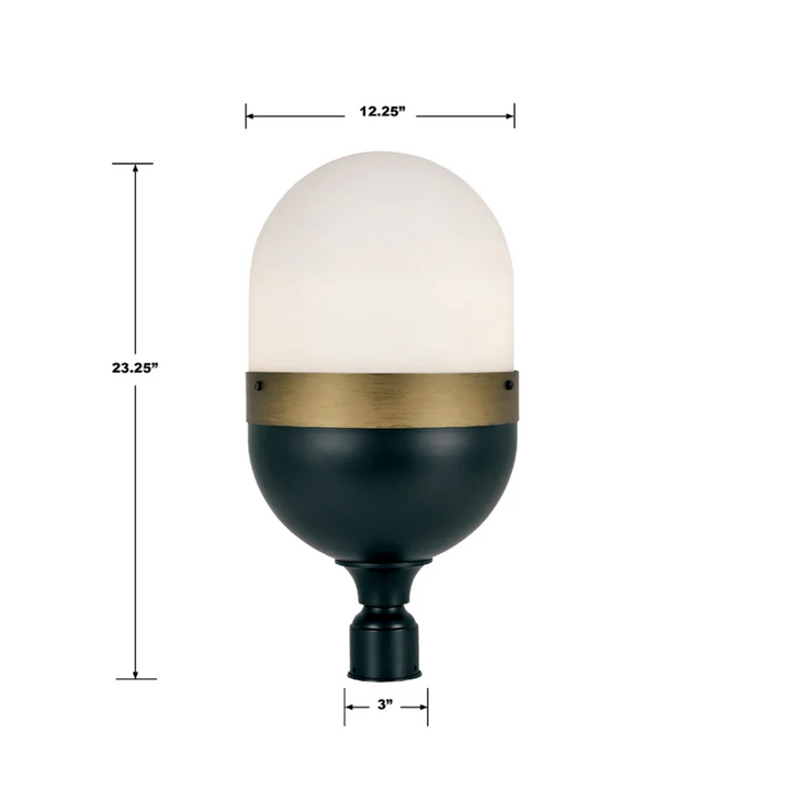 Outdoor Landscape Lighting LED 12V Low Voltage Brian Patrick Flynn Capsule 3 Light Outdoor Post Light 12.25"x23.25" Stainless Steel and Glass Matte Black with Textured Gold Finish 120V 3 E26 Medium Base LED Bulb Sockets Casual Farmhouse Lantern for Patio, Garden, Exterior Posts