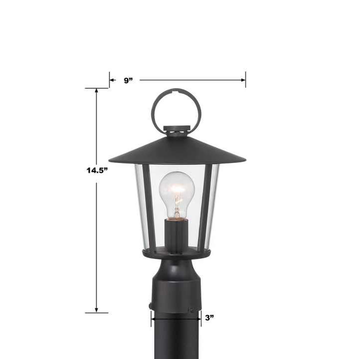 Outdoor Landscape Lighting LED 12V Low Voltage Andover 1 Light Outdoor Post Light 9"x14.5" Stainless Steel and Glass Matte Black Finish 120V 1 E26 Medium Base LED Bulb Sockets Casual Farmhouse Lantern for Patio, Garden, Exterior Posts