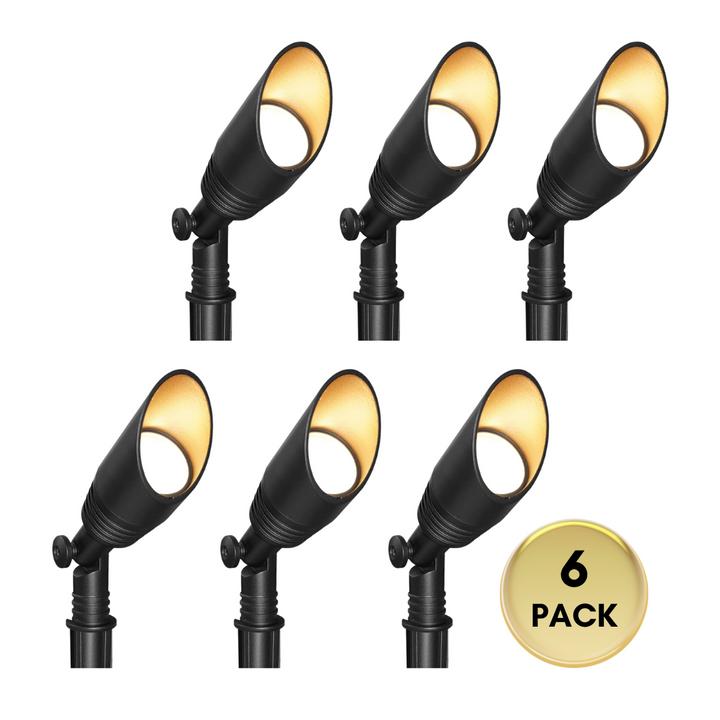 Outdoor Landscape Lighting LED 12V Low Voltage SPAA01 Integrated Mini Aluminum Spotlight Low Voltage Outdoor Lighting Package of 2 and 6 6 Pack Black