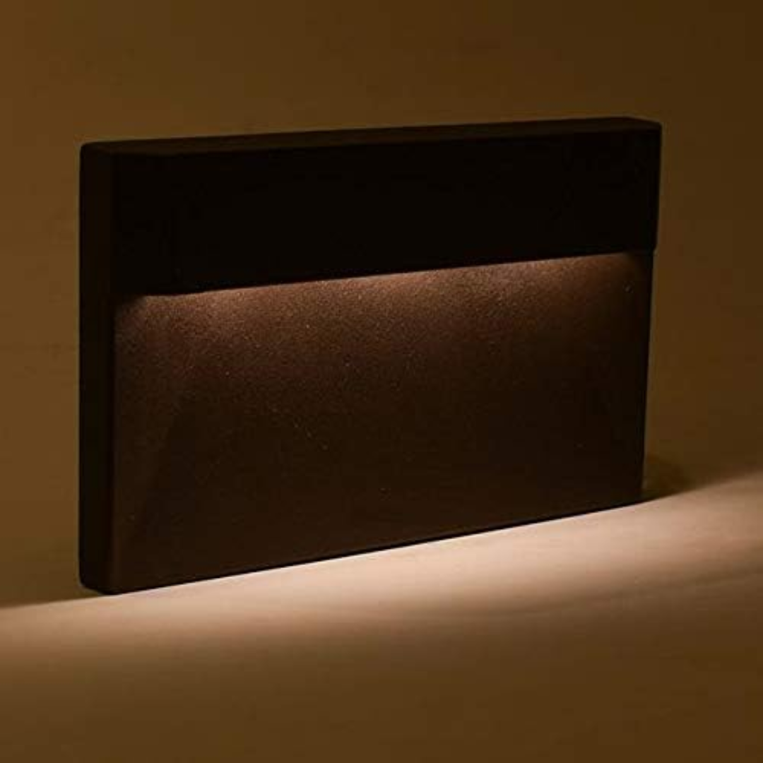 Outdoor Landscape Lighting LED 12V Low Voltage STLA08 6 Pack 3W 3000K Bronze Rectangular Waterproof Horizontal Surface Mount LED Stairs Step Light Fixture Package